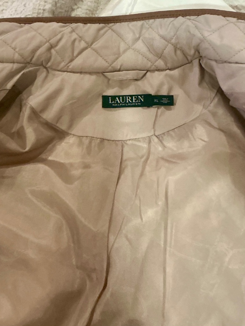 Lauren by Ralph Lauren Quilted Barn Jacket, Tan, XL - Picture 3 of 4